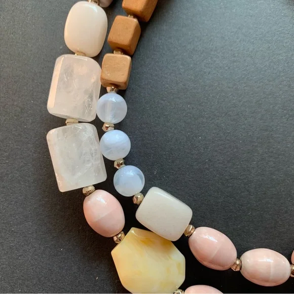 Ann Taylor LOFT Chunky Double Strand Beaded Quartz Necklace - Picture 3 of 7